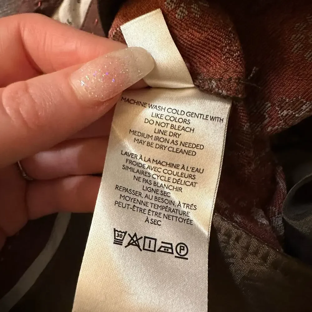 Anthropologie the essential slim brown floral print pants size 2 - Picture 8 of 14